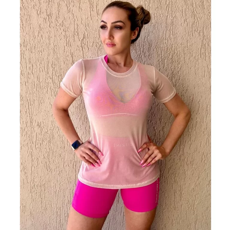 Blusa Feminina De Tule Transparente Academia Fitne