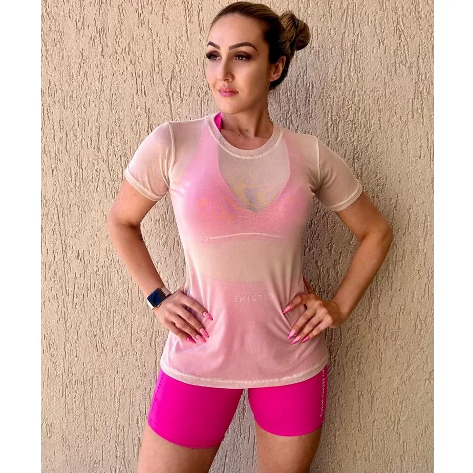 Blusa Feminina De Tule Transparente Academia Fitness Camisão Fitness Brasil Copa do Mundo