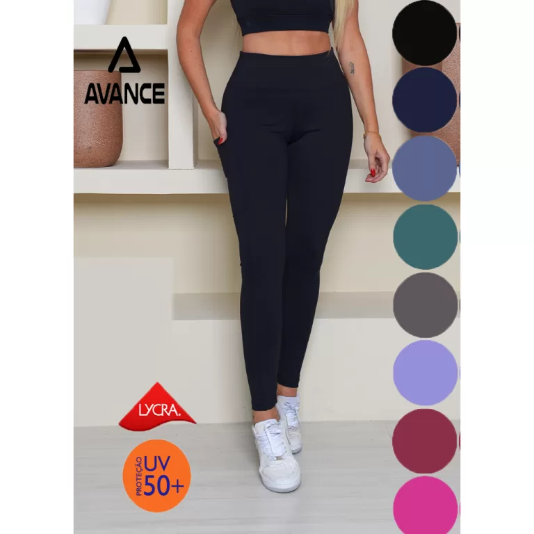 CALÇA LEGGING POLIAMIDA BOLSO CÓS ALTO, ZERO TRA