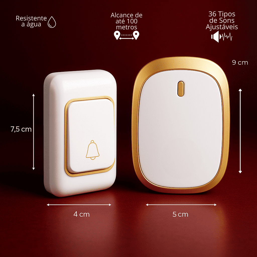 Campainha Sem Fio Residencial Wireless De Longo Alcance Eletrônica Sem Fio Bivolt Prova Dágua