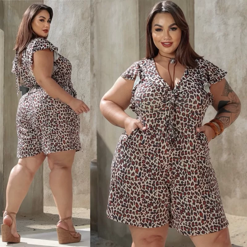 PLUS SIZE Macaquinho feminino adulto regata estampado verão short saia bermuda soltinho veste tamanh