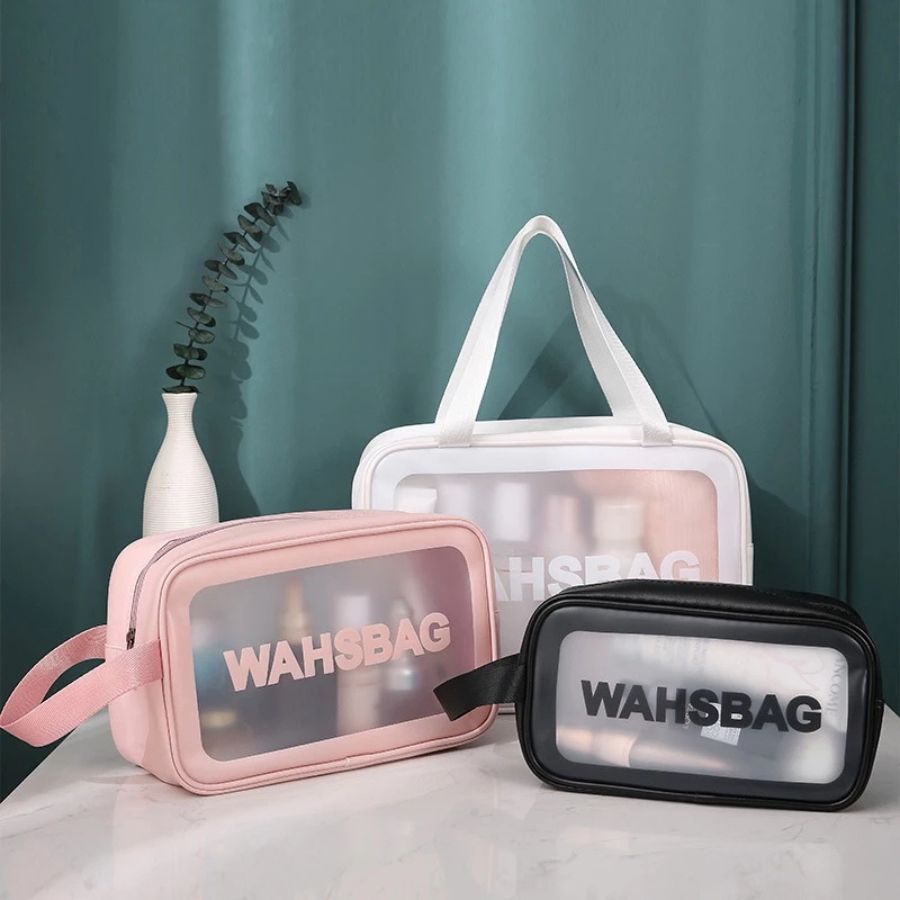 Kit 3 Necessaire Organizador Maquiagem Transparente WashBag A Prova De Água