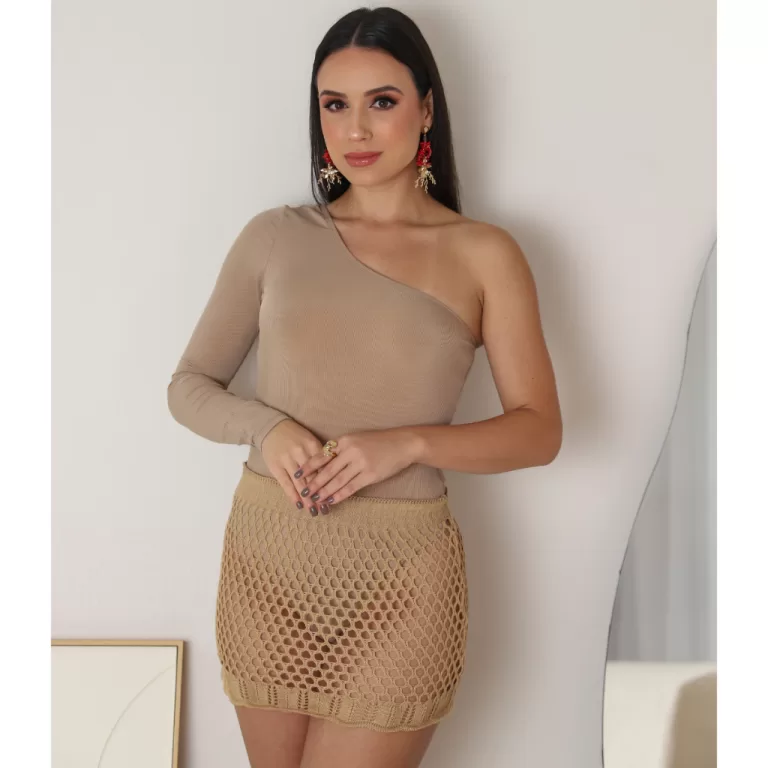 Saia Curta Saída De Praia Feminina Tricô Moda Pr