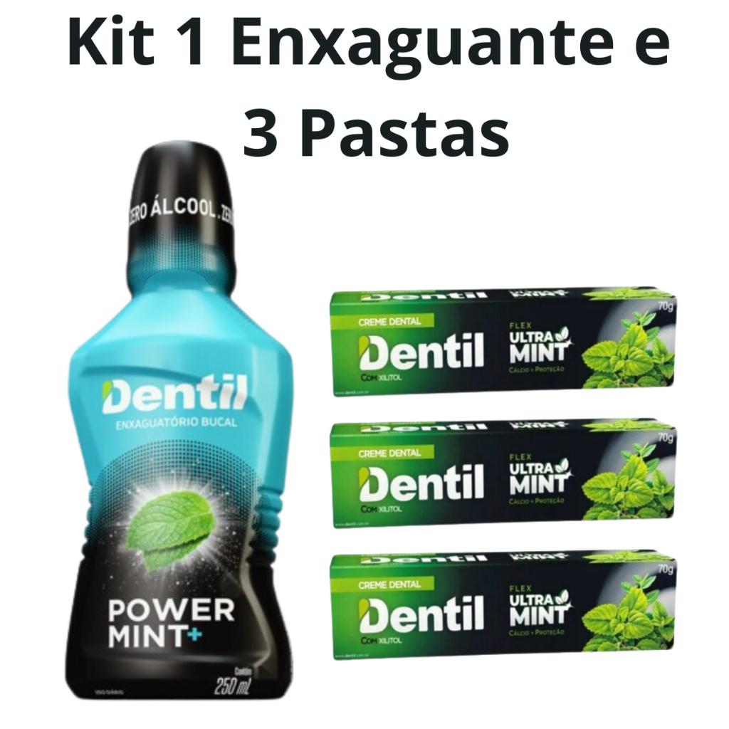 Kit Refrescante 1 Enxaguante Zero Alcool Power Mint e 3 Pastas de Dente Sem Fluor Ultra Mint – Promo