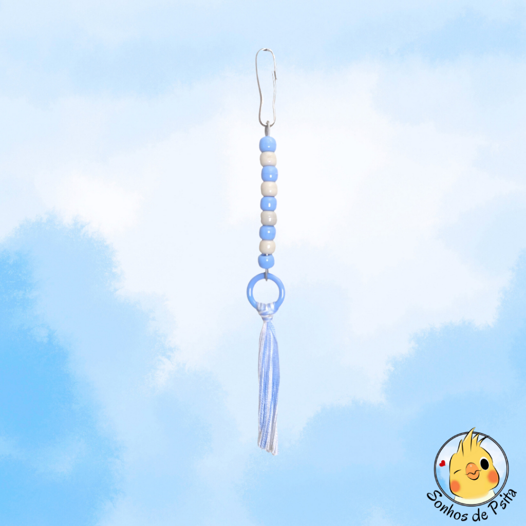 Penduricalho de Lacinho Blue Psita Calopsita, Agapornis, Periquito, Aves