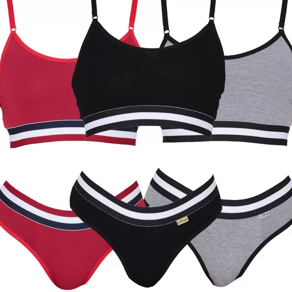 Kit 3 Conjuntos Top Listra + Tanga Fio Sexy Listra