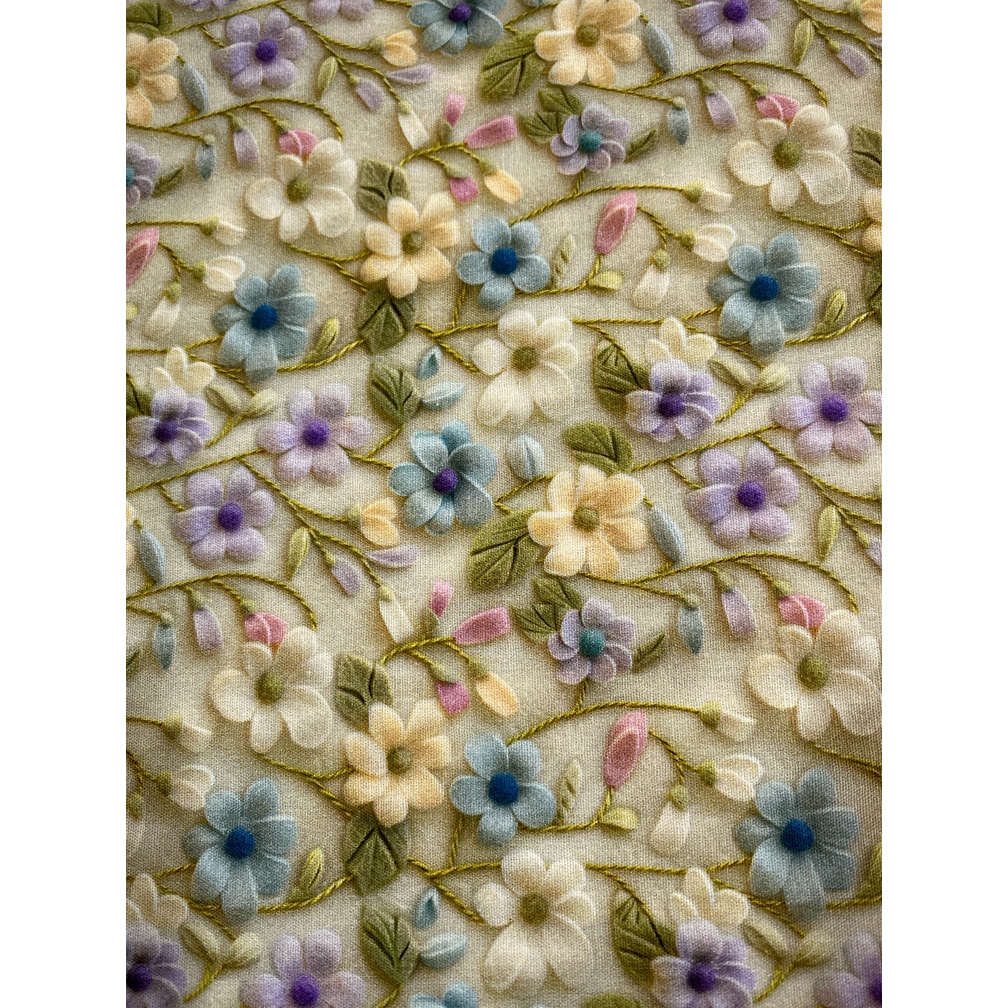 Tecido Tricoline Estampado Barrado Digital 100% Algodão – Floral Bordado 2