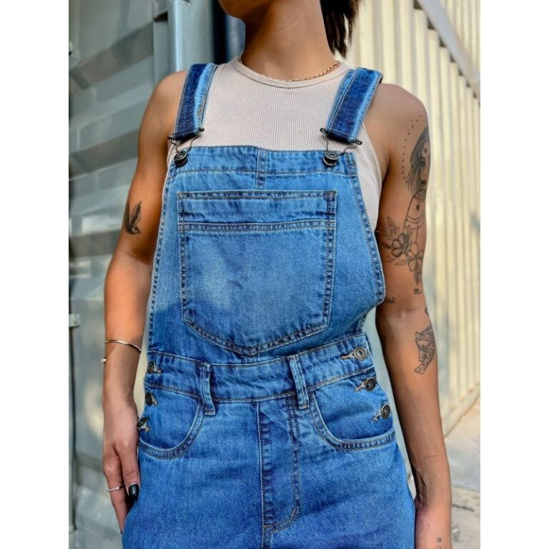Macacão Jeans Premium Longo Feminino Jardineira S