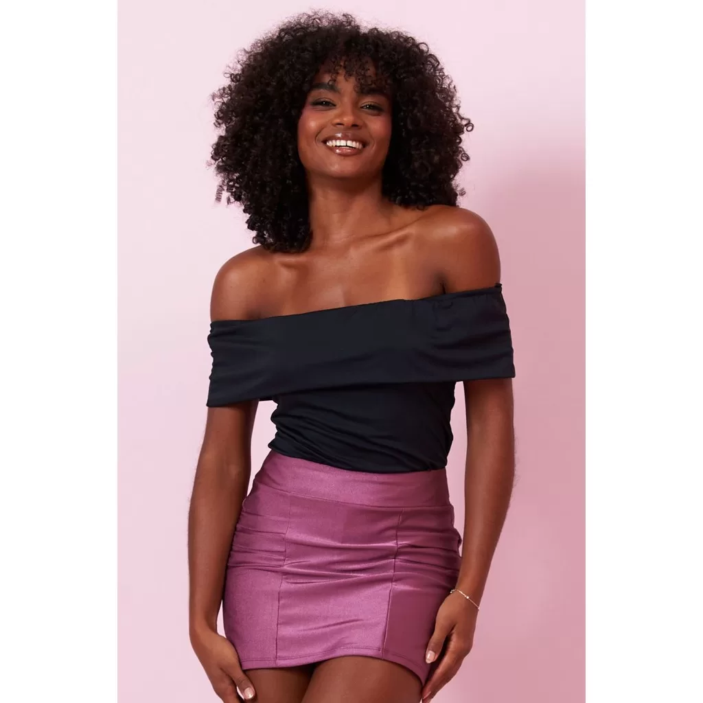 Blusa Feminina Ciganinha Ombro a Ombro Planet Girls Preto