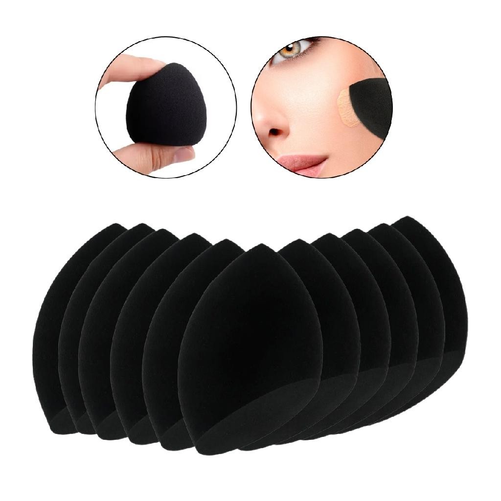 Kit 12 Esponja Gota Chanfrada Preta Maquiagem Base Corretivo Make Up Profissional Aplicador