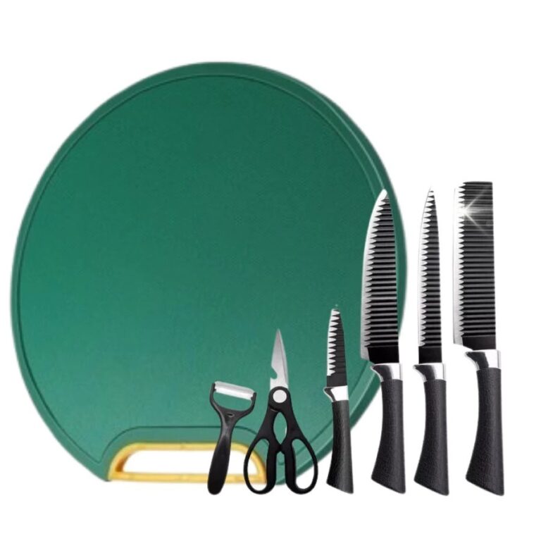 Kit Tábua Premuim Com Kit 6 Pecas de Facas de Cor
