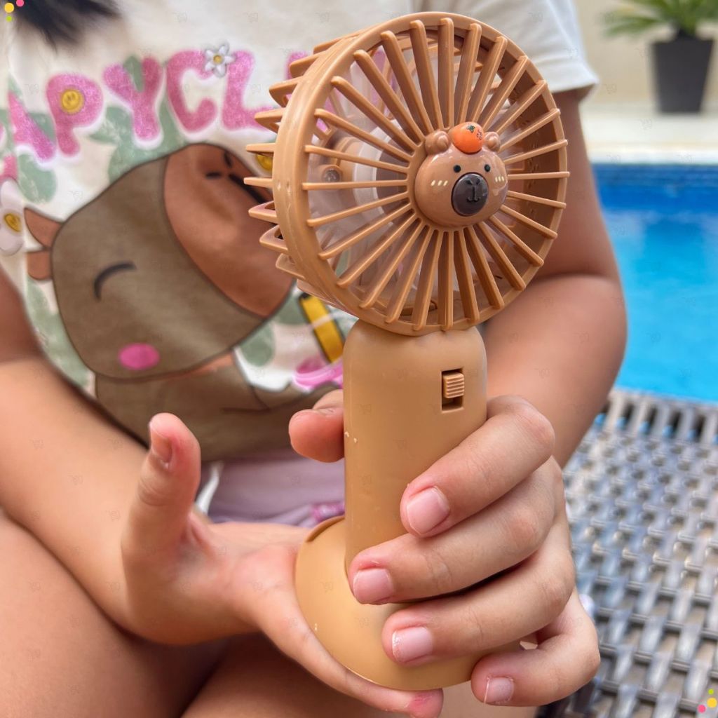 Mini Ventilador Portatil USB Capivara Recarregável Potente Silencioso Pratico Lash Designer