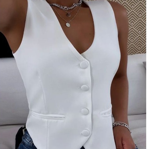 Colete Feminino Alfaiataria C/3 Botões Social Dec