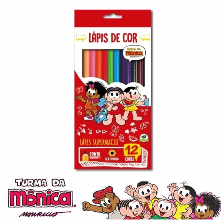 LÁPIS DE COR TURMA DA MONICA / 12 CORES / LYKE / 
