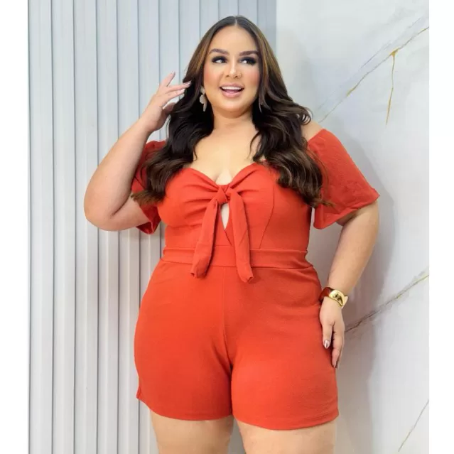 Kit 2 Macaquinhos Plus Size Manga Moda Feminino Ma