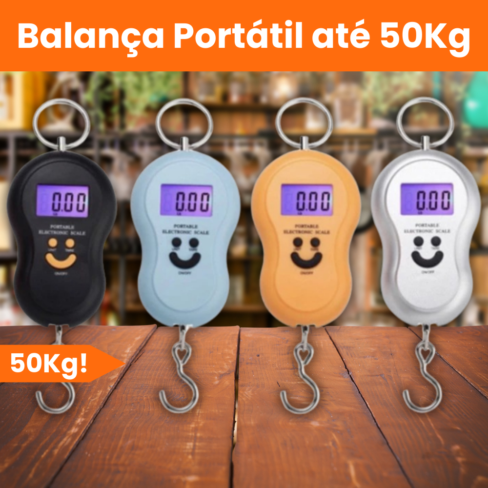 Balança Portátil Digital de Mão com Gancho Até 50kg Para Bolsa Peixe Viagem Pesca Qualidade Premium