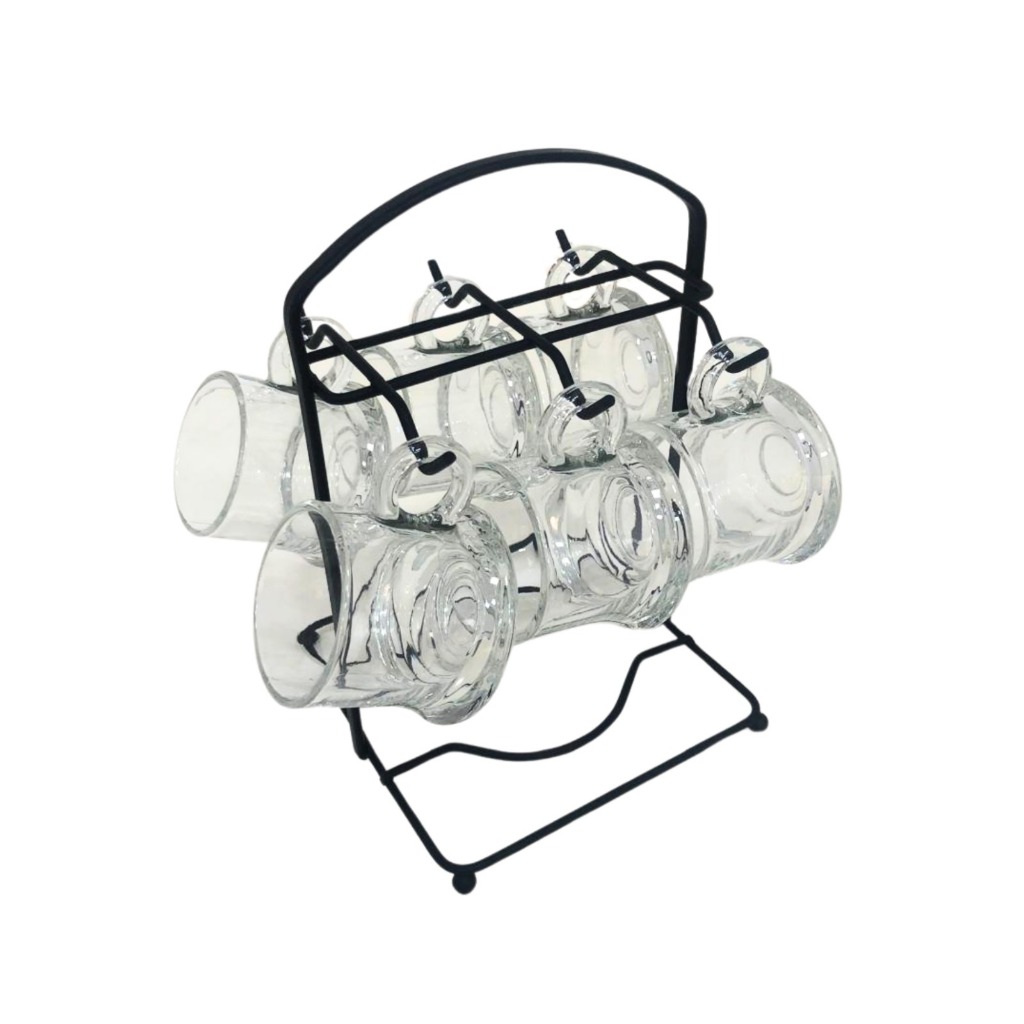 Jogo 6 Xícaras De Vidro Com Suporte Para Café Chá – JFT IMPORT