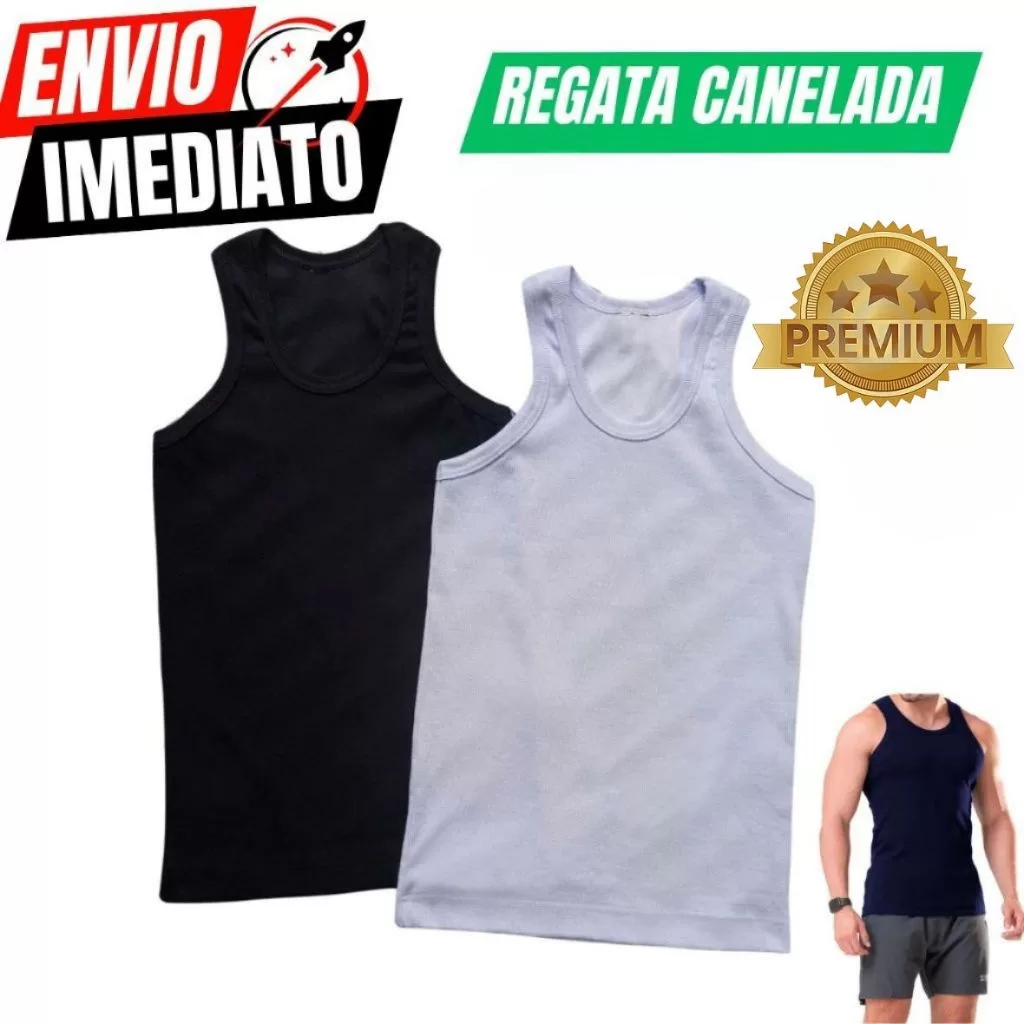 Kit 2 Regata Premium Masculina Modelo Americano fitness academia casual Ribana Canelada Algodão e El