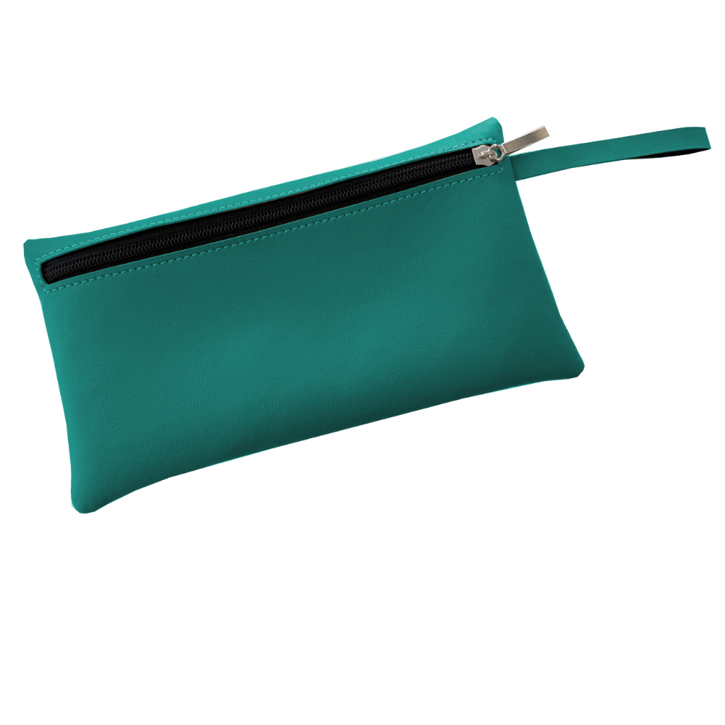Bolsa Nécessaire de Mão Organizadora em Couro Sintético Azul Turquesa