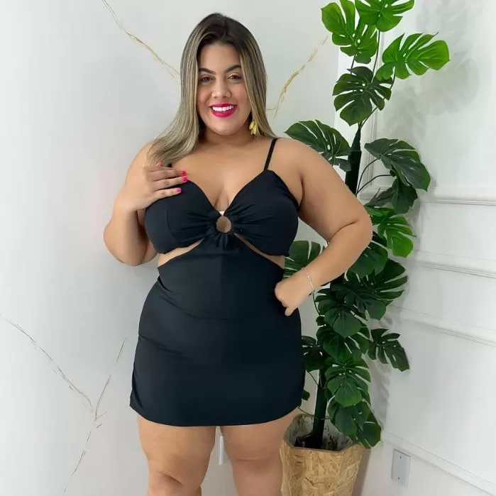 Macaquinho Plus Size Short Saia Vestido Moda Femin