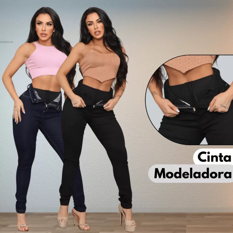Calça Jeans Cinta Modeladora Feminina Cintura Alt
