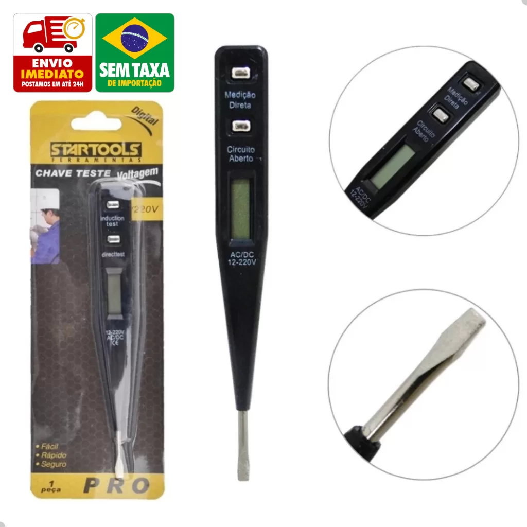 Chave De Teste Voltagem Tensão Digital 12 A 220v Startools AR0232