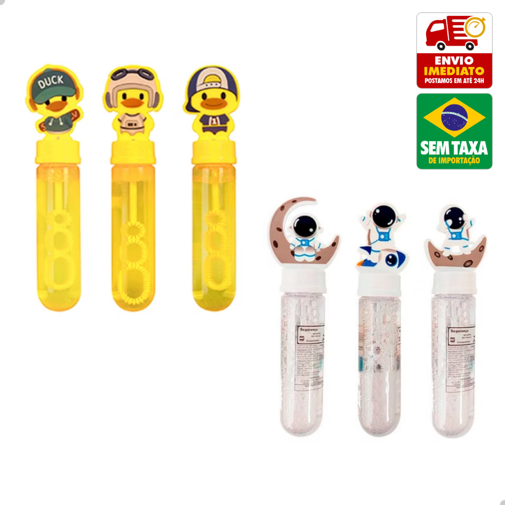 Trio Bolha de Sabão Bastão Patinho Astronauta Brinquedo DuteToys DTY1158 DTY1164