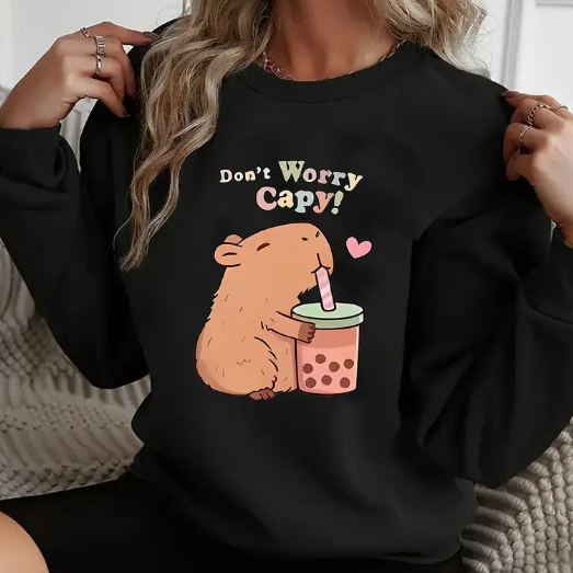 Moletom Gola Redonda Capivara Capy Fofas Sorvete A