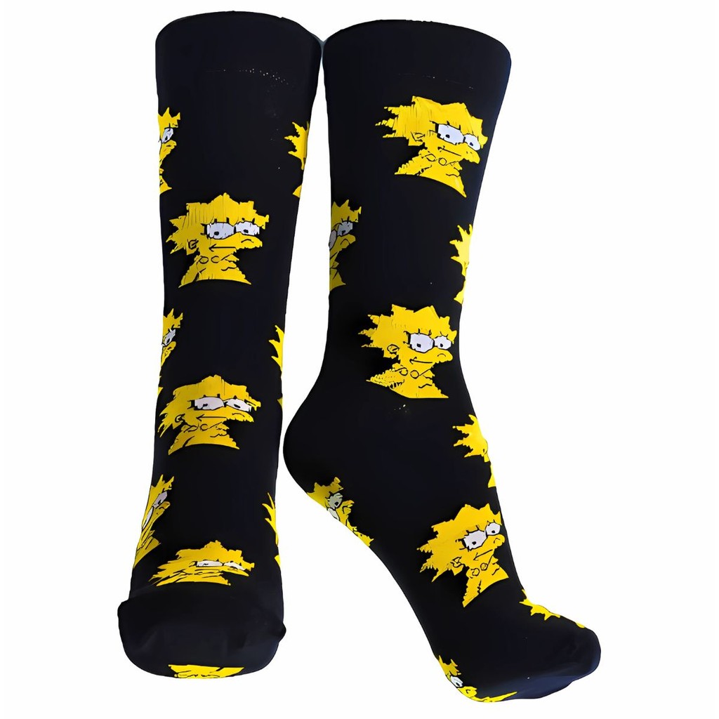 Meia Cano Alto Divertida Lisa Simpson Academia Casual