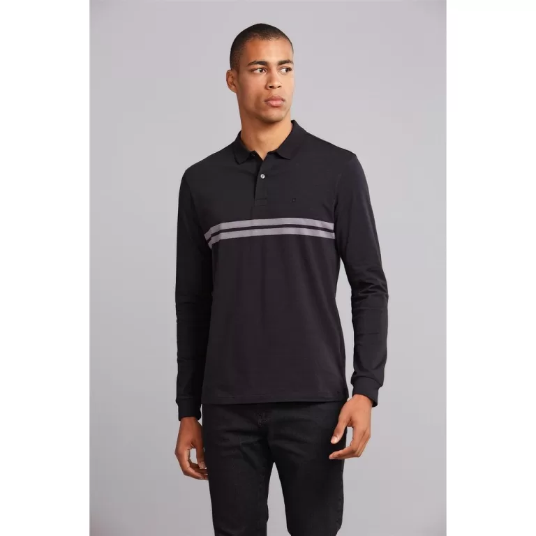 Polo Manga Longa Malha Slim Fit – Preto / Ci