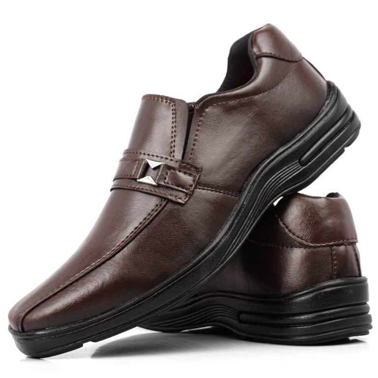Sapato Social Linha Confort Marrom Com Metal Linha