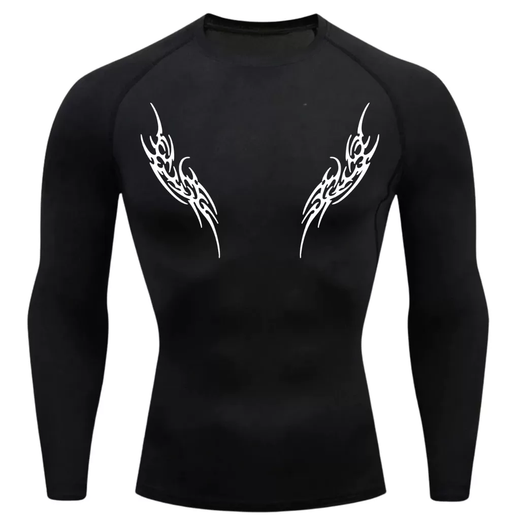Camiseta Compressão Proteção Uv Estampada Na Frente Tecido Gelado Segunda Pele Manga Longa Cyber Tri