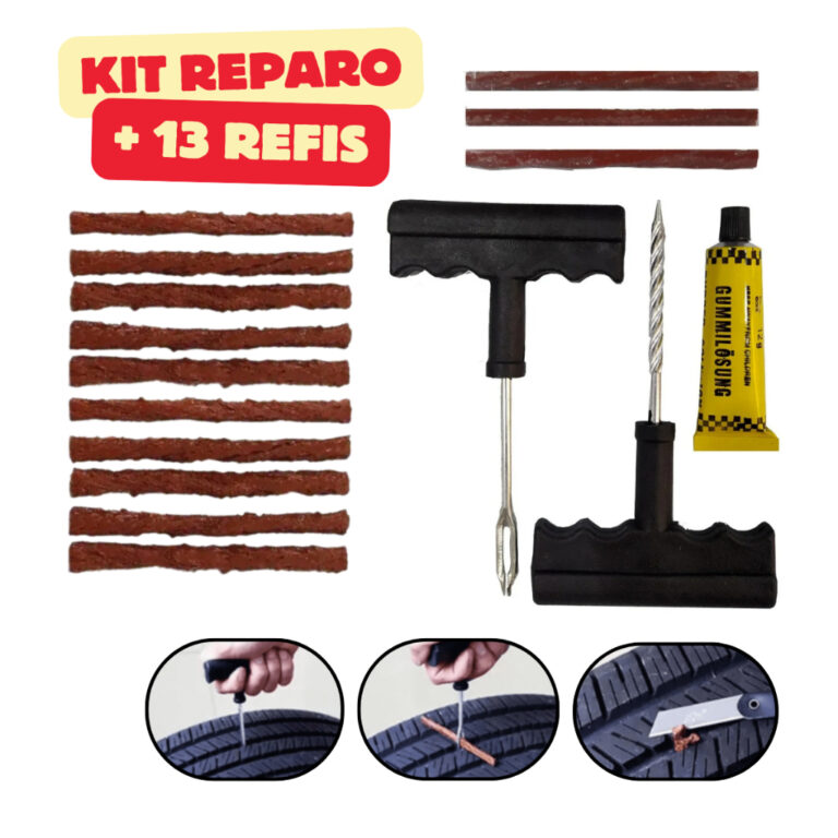 Kit Reparo Pneu Sem Camara Carro E Moto + 10 Ou 20