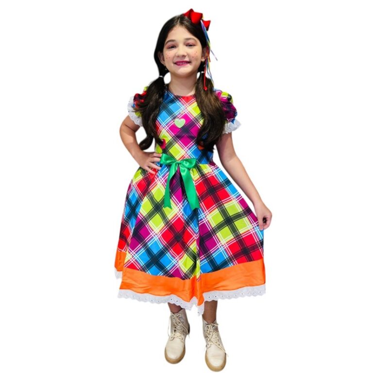Vestido Festa Junina Luxo Xadrez