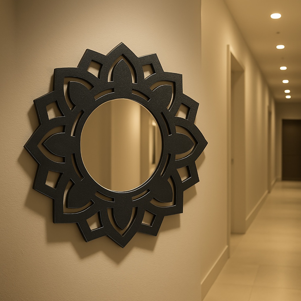 Espelho Decorativo Redondo Floral Mandala para Sala Quarto Escritório