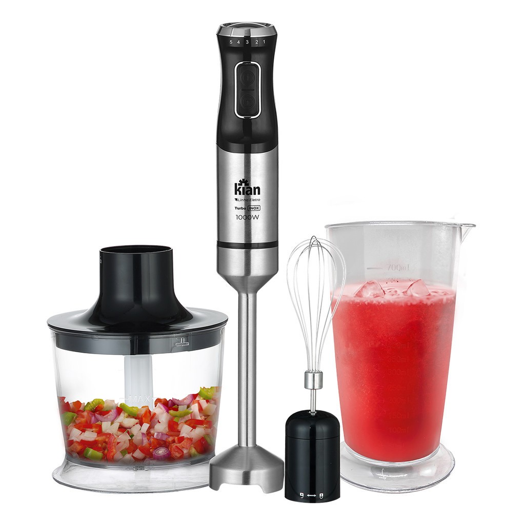 Mixer Moedor 3 em 1 Turbo 1000W 127V Ou 220V 5 Velocidades Processador Misturador Preto – Kian