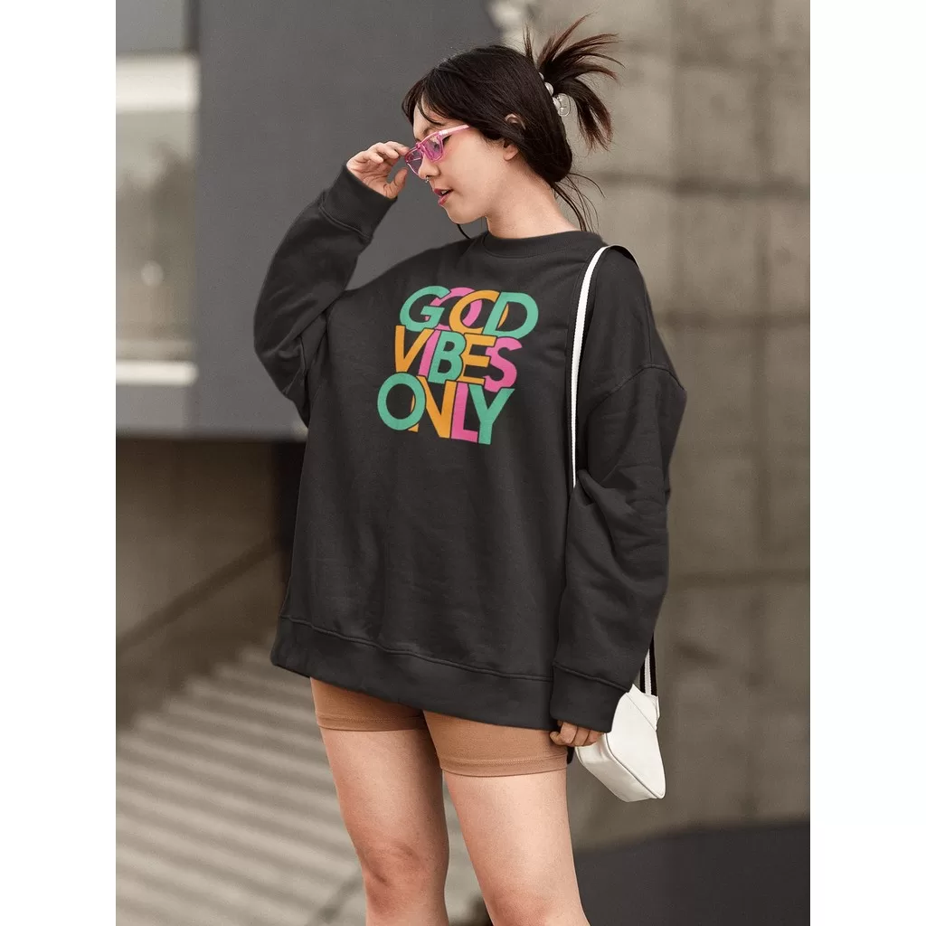 Moletom Blusa de Frio Básico Estiloso Feminino Estampado Gola Redonda Confortável 100% Algodão – Goo