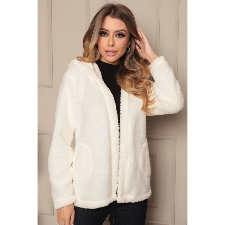 Casaco Feminino Teddy Lanzinha Com Capuz  964 Bran