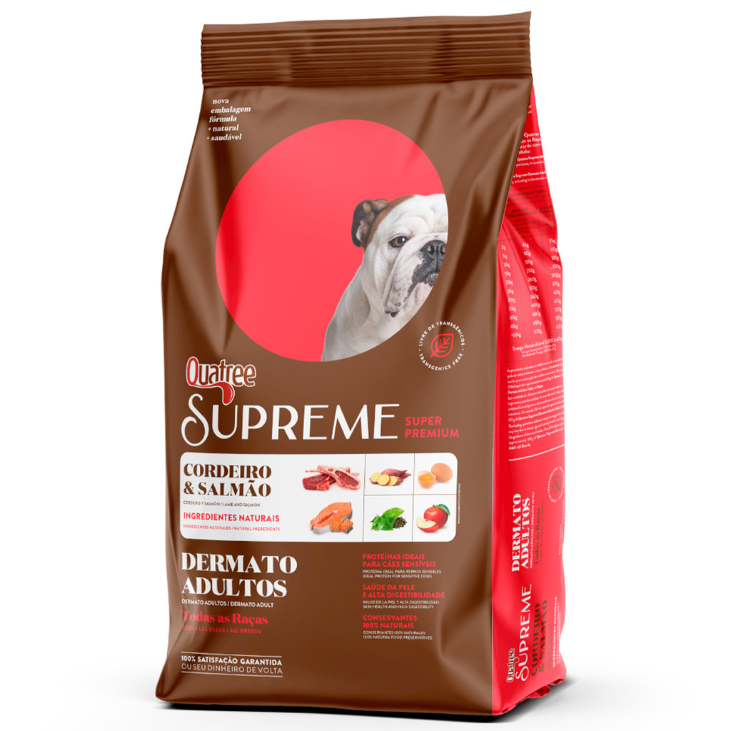 Ração Sabor cordeiro e salmão para cães adultos 15kg.