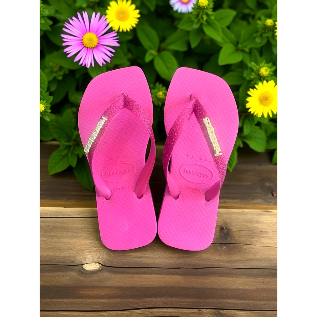 Chinela Infantil Rasteirinha de Dedo Tira de Glitter Menina Leve Confortável Macio Chinela