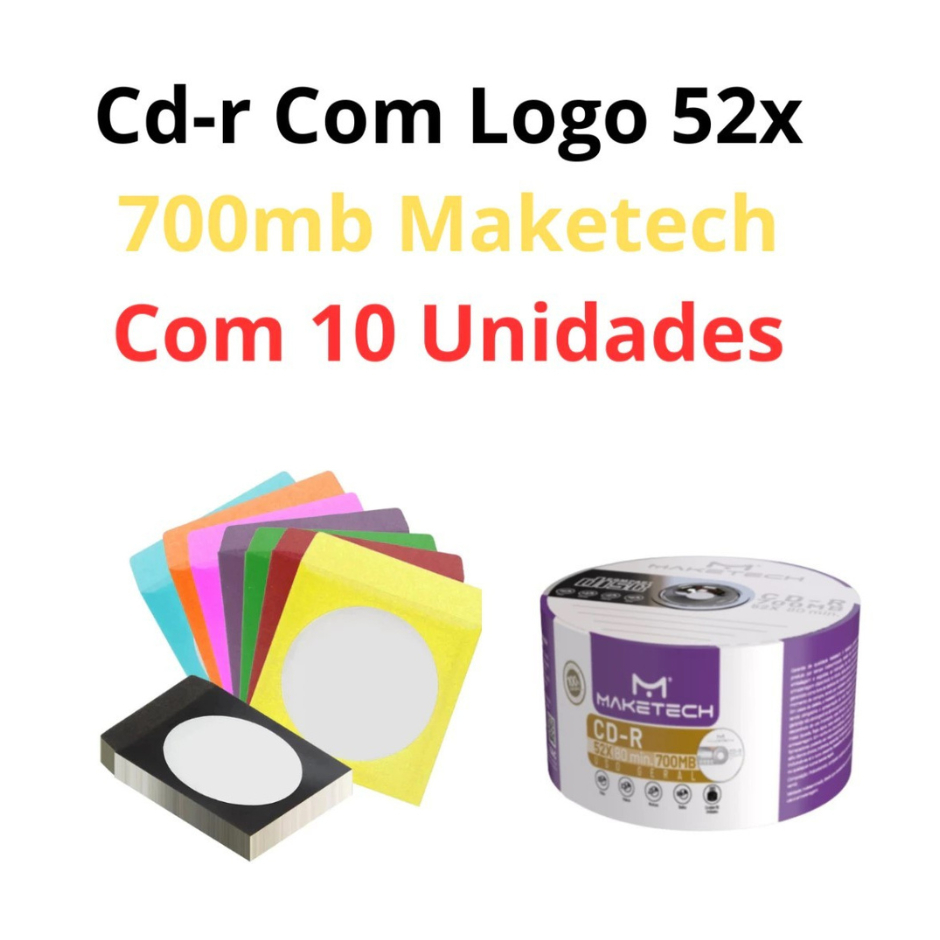 10 Mídia Virgem Maketech CD-R 52x 700mb 80min