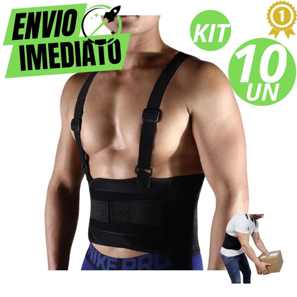 Kit Cinta Ergonômica Reforçada Proteção Coluna Lombar Abdominal Obras Construção Civil Epi