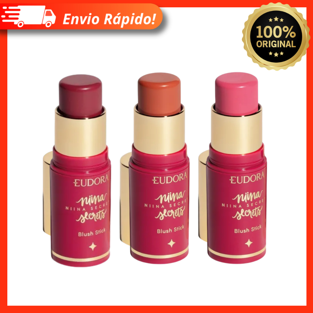 Blush Stick Daily Niina Secrets 5g Acabamento Natural Tom Rosa, Coral, Malva e Amora – Eudora