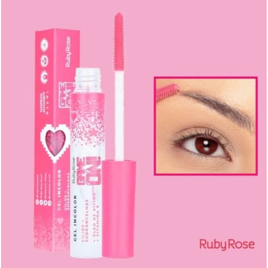 KIT ou UNIDADES Gel Incolor Cílios e Sobrancelhas Game On Ruby Rose Óleo de Rícino e Vitamina E HB-5