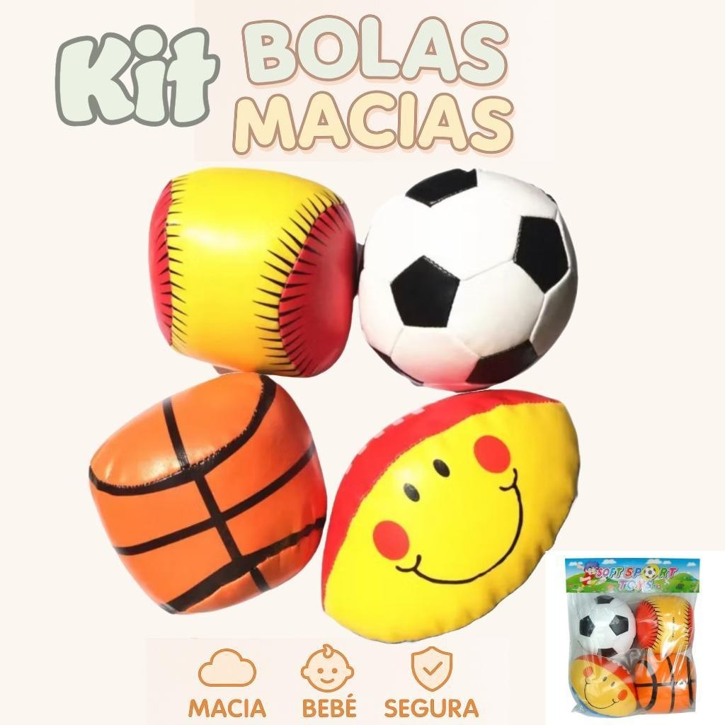 Brinquedo 4 Mini Bolinhas de Espuma Super Macias – Brinquedo Infantil DuteToys 0951