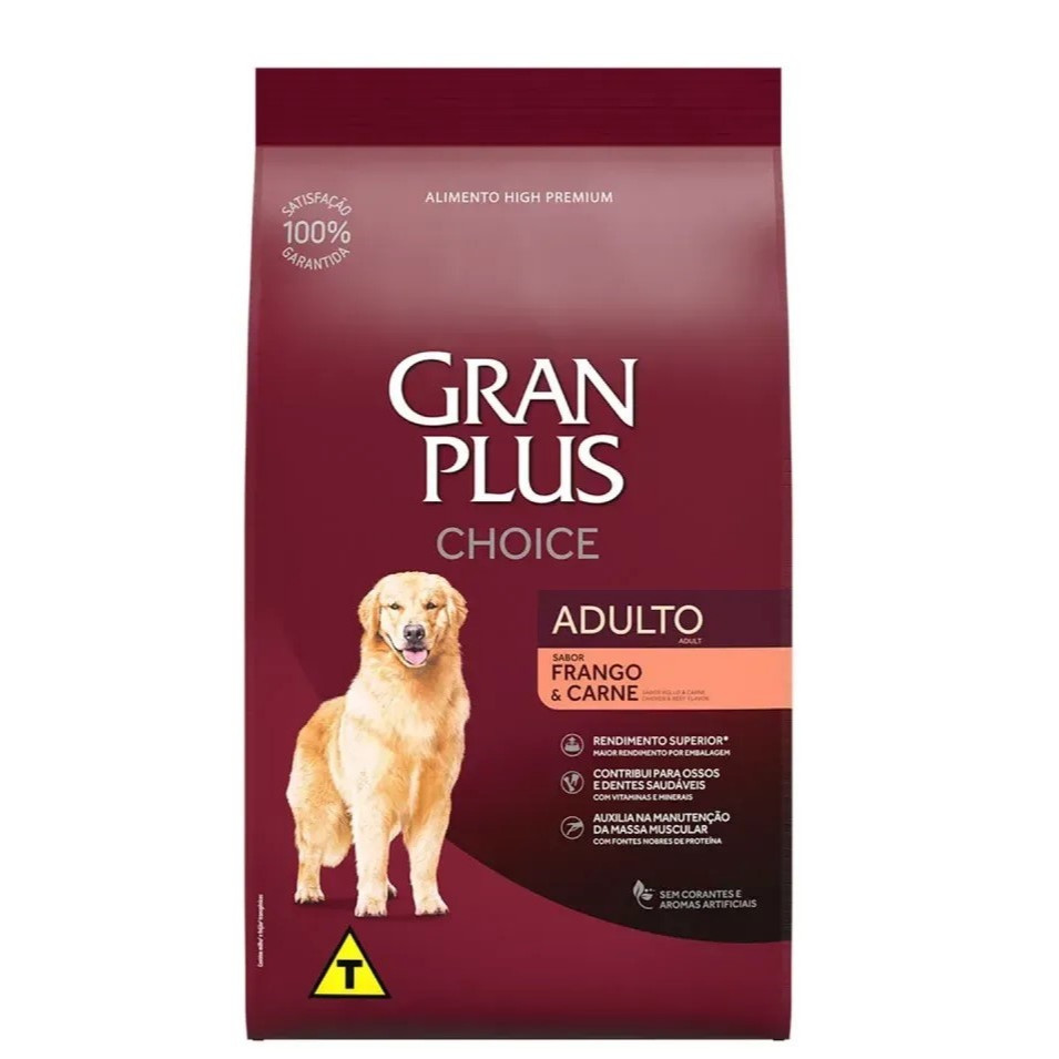 Ração GranPlus Choice Cães Adultos Frango e Carne 15 kg