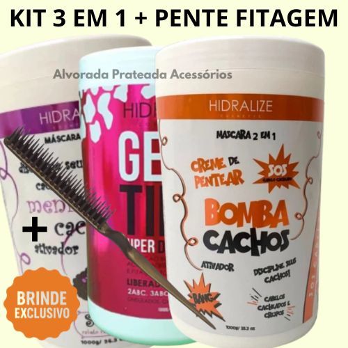 Kit Cachos 3 em 1 Gelatina + Bomba cachos + Menina