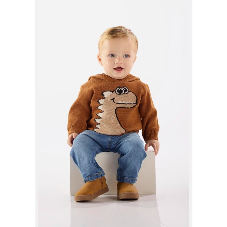 Blusão em Tricô com Capuz para Bebê Menino Up B