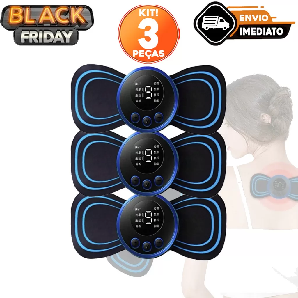 kit 3 Mini Massageador Elétrico Portátil Cervical EMS AliviaDoresCorpo