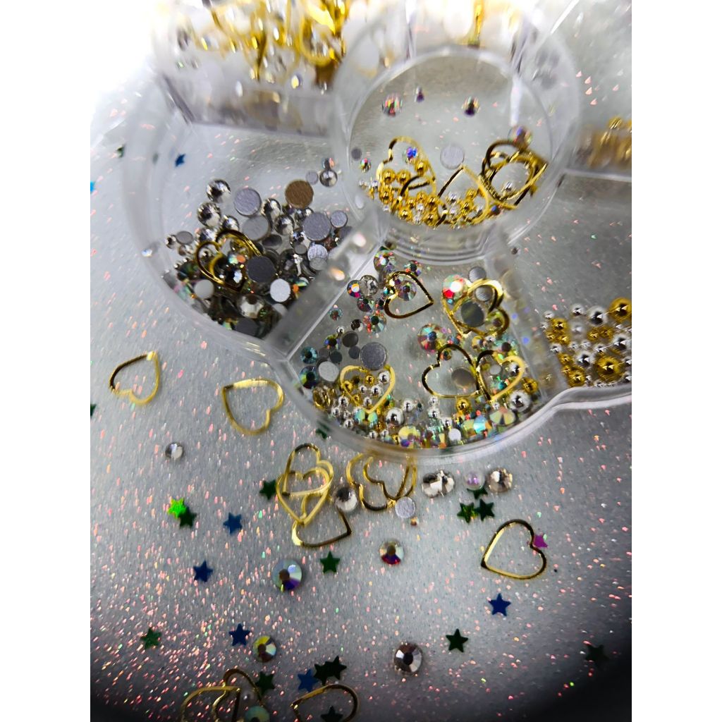 kit com 2 potinhos de joia/pedraria